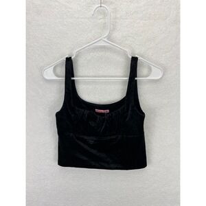 Verge Girl Women's Black Tank Top‎ Size Small NWT Stretch Suede Polyester